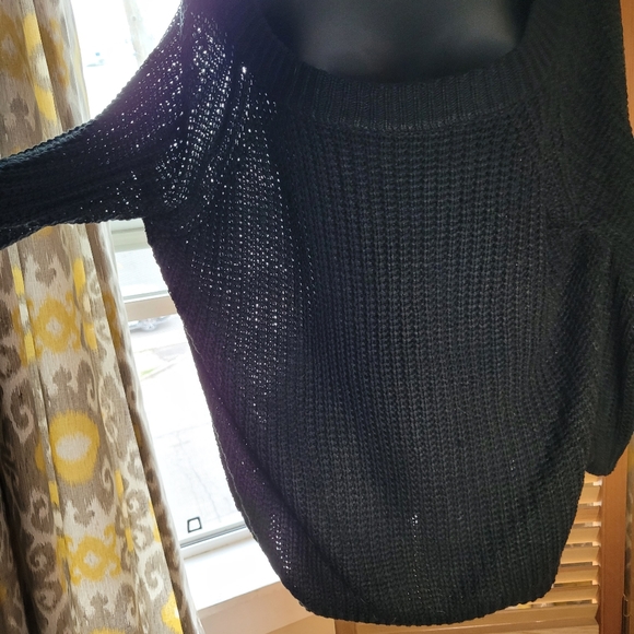 Black knitted off the shoulder Sweater - Picture 3 of 7